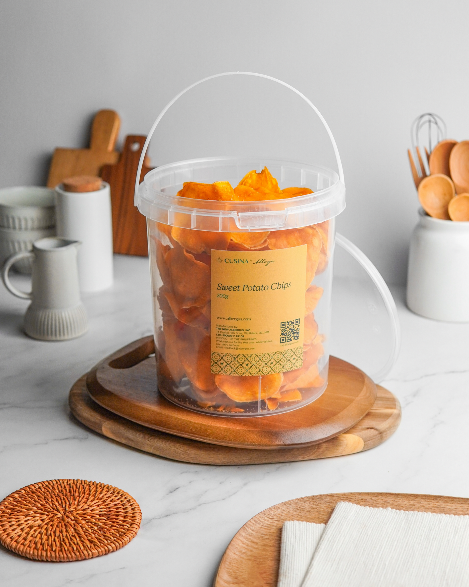 Sweet Potato Chips in Bucket