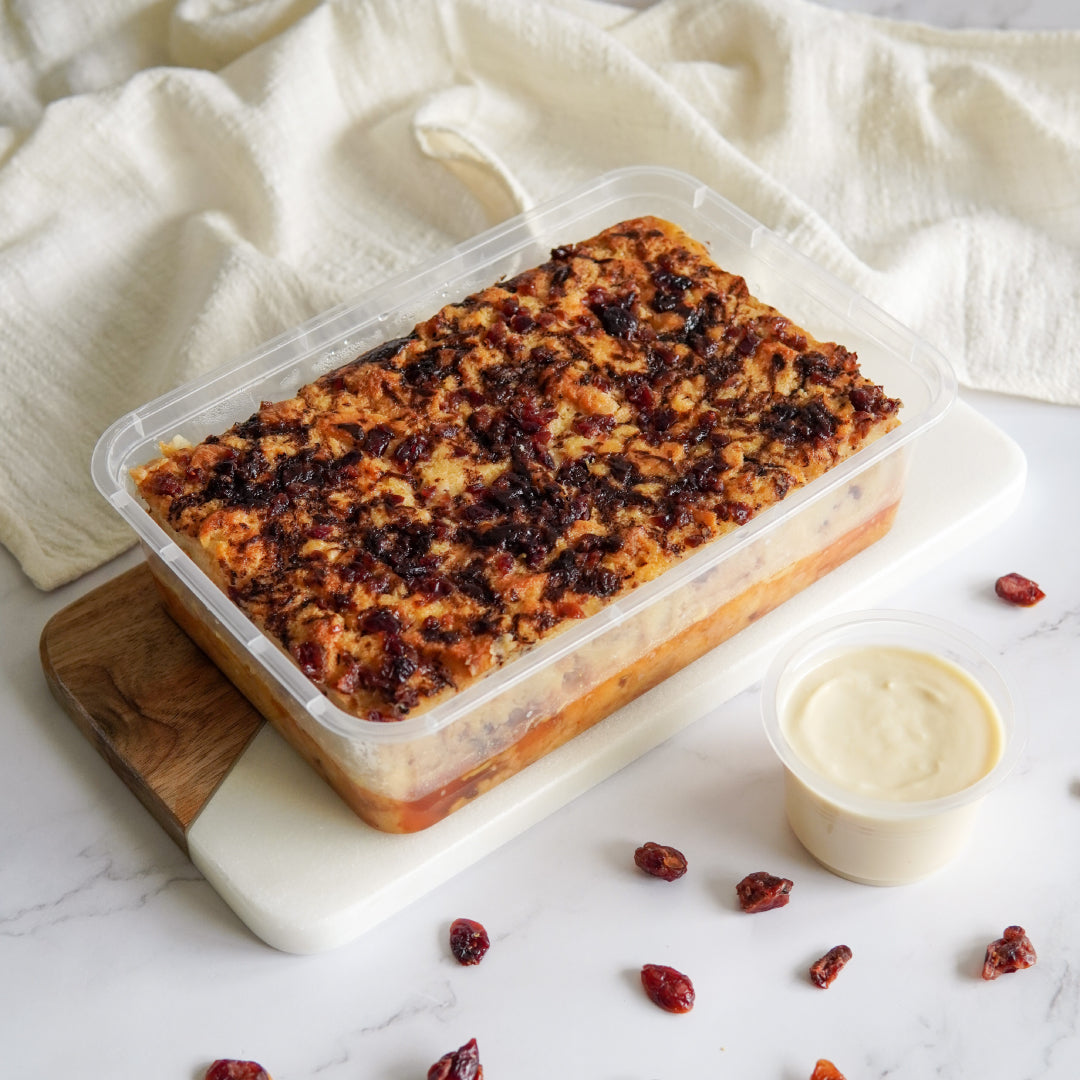Chocolate & Cranberry Bread Pudding with Vanilla-Rum Cream (Chilled - Ready to Serve, 3 days leadtime)